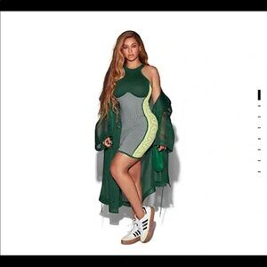 Ivy Park Dress Beyonce Adidas Green Colorblock Knit L NWT DESIGNER